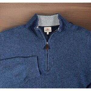 Faherty Jackson 1/4 Zip Sweater Men Large Navy Mock Neck Cotton Blend